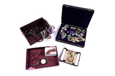 Lot 227 - Early 20th Century and later costume jewellery and fob watches