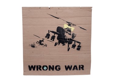 Lot 105 - BANKSY - Happy Choppers | spray paint on cardboard