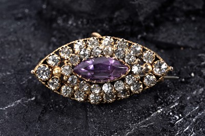 Lot 53 - An Edwardian amethyst pendant brooch