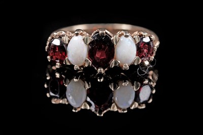 Lot 28 - A Victorian-style opal and garnet ring