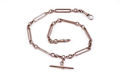 Lot 295 - An early 20th Century 9ct rose gold fetter-link watch chain