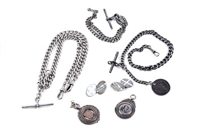 Lot 30 - Victorian and later silver watch chains; and other items