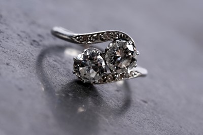 Lot 329 - A two-stone diamond ring