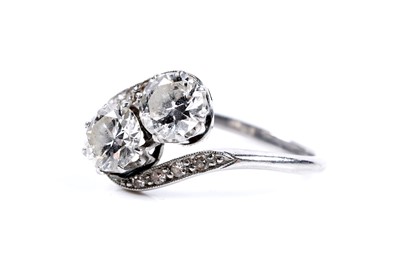 Lot 329 - A two-stone diamond ring