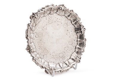 Lot 543 - A George II silver card tray
