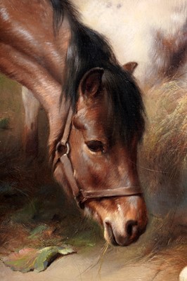 Lot 254 - Walter Hunt - A bay horse shares a farmyard meal | oil