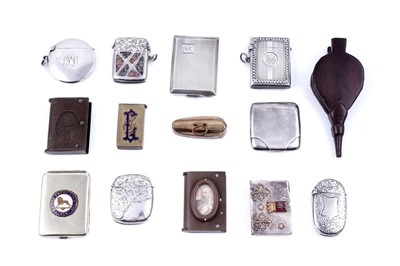 Lot 324 - Vesta cases; and a novelty wooden snuff box