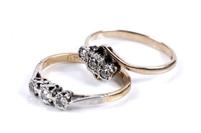 Lot 75 - Two three-stone diamond rings