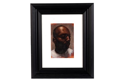 Lot 489 - Contemporary School - Portrait of a man in a white t-shirt | oil
