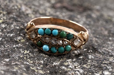 Lot 37 - A Victorian Grand Period turquoise and diamond ring
