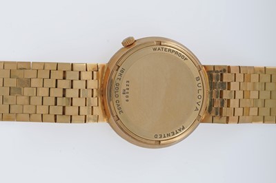 Lot 626 - Bulova: an 18ct yellow gold wristwatch