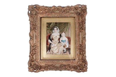Lot 644 - 19th Century British School - Portrait miniature of a mother and child | watercolour