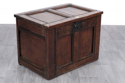 Lot 5 - A 17th Century oak coffer, of small proportions, with alterations
