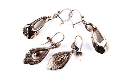 Lot 17 - Two pairs of Victorian Grand Period pendant earrings influenced by the antique