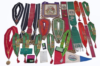 Lot 318 - A collection of sashes, jewels and other regalia relating to the ‘Ancient Order of Forresters’