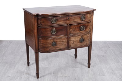 Lot 64 - A late Georgian inlaid mahogany bowfront side cabinet