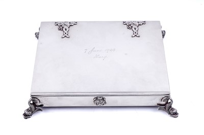 Lot 348 - A George VI silver cigarette box