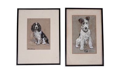 Lot 637 - Marion Rodger Hamilton Harvey - Two portraits of dogs | ink and gouache