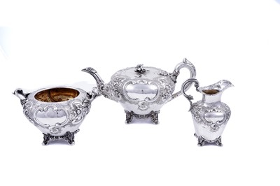 Lot 234 - An early Victoria Scottish silver three-piece teaset
