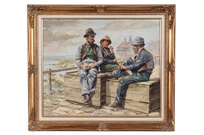 Lot 463 - Ronald Lambert Moore - The Fisherman's Refuge, Cullercoats | oil