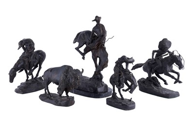 Lot 205 - A collection of bronzes after Frederic Remmington and others