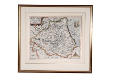 Lot 76 - A 17th Century hand-tinted map of Durham, by Christopher Saxon, c.1637