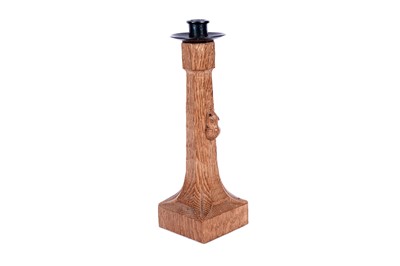 Lot 489 - Robert ‘Mouseman’ Thompson: an adzed oak candle stick