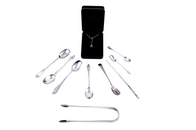Lot 305 - Four various Queen Anne/George I silver teaspoons; and other items