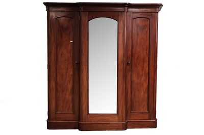 Lot 30 - A Victorian mahogany breakfront triple wardrobe