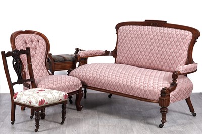 Lot 54 - A Victorian carved mahogany sofa; and other items