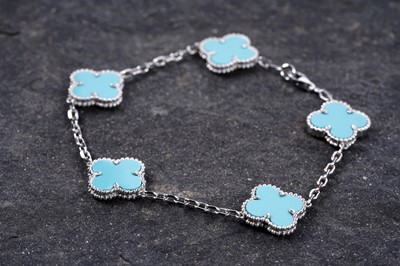 Lot 696 - Van Cleef & Arpels style turquoise bracelet
