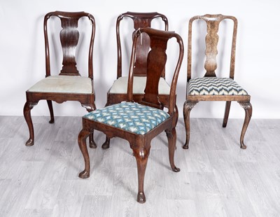 Lot 35 - A collection of four George I dining chairs