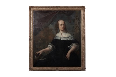 Lot 210 - Amsterdam School - Three-quarter-length portrait of a Lady with a spaniel | oil