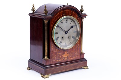 Lot 143 - Fritz Marti: an early 20th Century inlaid mahogany 8-day mantel clock