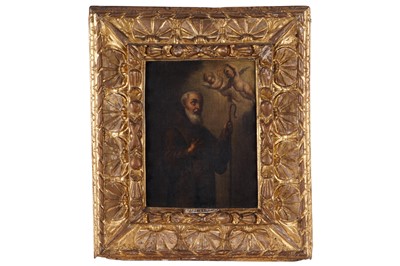 Lot 201 - 17th Century Seville School - St Anthony of Padua with cherubs | oil