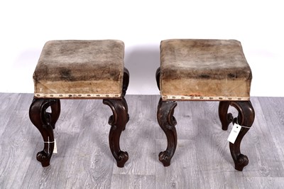 Lot 176 - A pair of mahogany framed footstools