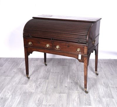 Lot 1 - A George III mahogany tambour-fronted desk