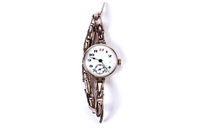 Lot 630 - An early 20th Century lady's 9ct rose gold wristwatch