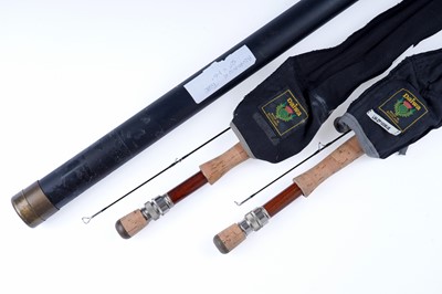 Lot 645 - A pair of Daiwa 10’ ‘Lochmor Z’ trout fly rods; and a screw in aluminium tube