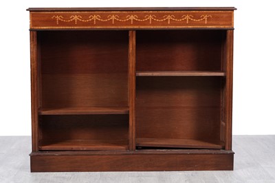 Lot 65 - A Georgian style inlaid mahogany and satinwood banded open bookcase