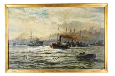 Lot 251 - Robert Jobling - Shipping on the Tyne | oil