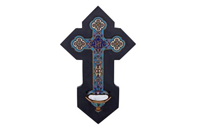 Lot 190 - A 19th Century champleve enamelled gilt metal cross