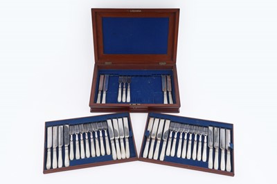 Lot 420 - A Victorian mahogany cased canteen of cutlery