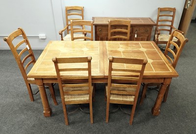 Lot 68 - Barker and Stonehouse: a ‘flagstone’ octagonal dining table and chairs