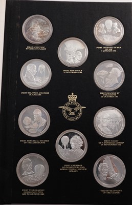 Lot 348 - The History Of Man In Flight fifty silver medallion set