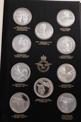 Lot 348 - The History Of Man In Flight fifty silver medallion set