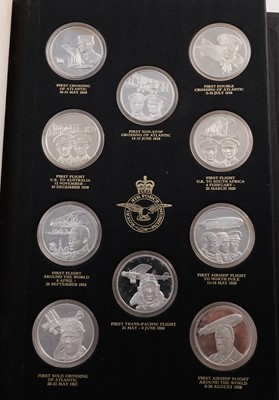 Lot 348 - The History Of Man In Flight fifty silver medallion set