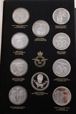 Lot 348 - The History Of Man In Flight fifty silver medallion set