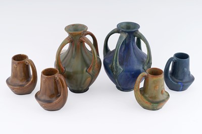 Lot 230 - Moses J Adams for Adams ‘Adamesk’ Pottery: two vases; and four jugs