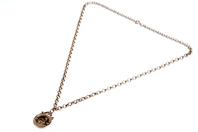 Lot 428 - A South African 1980 1/4oz Krugerrand pendant necklace